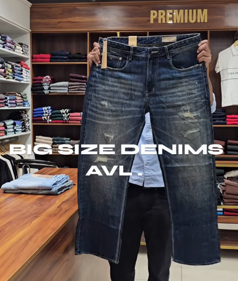 Big Size Relaxed Vintage Wash Distressed Denims
