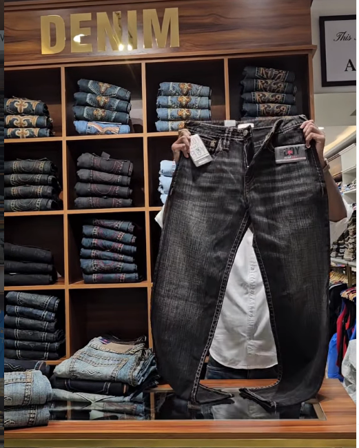 Black Acid Wash Embroidered Pocket Denims