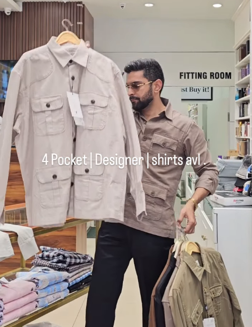 4 Pocket Designer Safari Utility Overshirt