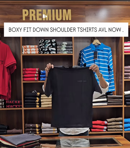 Boxy Fit Down Shoulder Essentials Tee