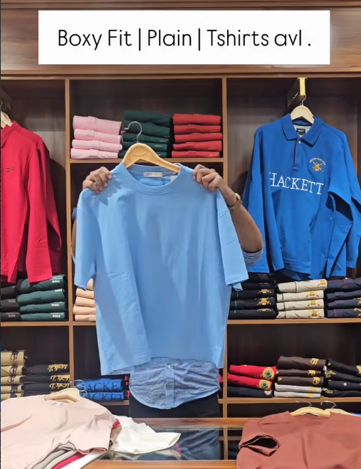 Boxy Fit Plain Sky Blue Streetwear Tee